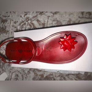 Katy Perry Collections Red Jelly Sandal with Decorative Bow Accent